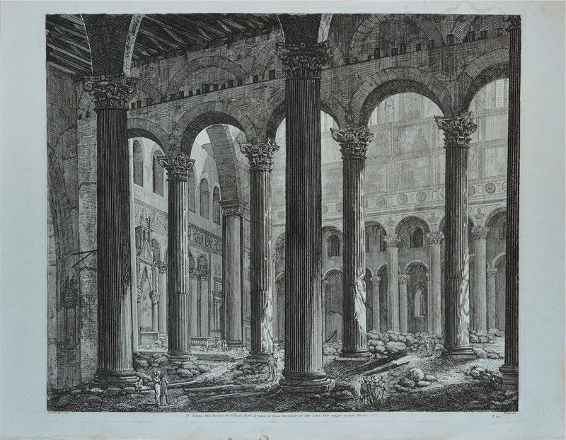 Luigi Rossini - Veduta della Rovina di San Paolo Fuori le Mura