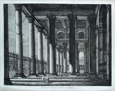 Veduta del Interno del Pronao del Pantheon