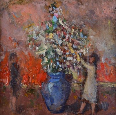 Figure con Vaso di Fiori