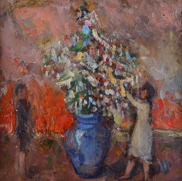 Giovanni Bartolena - Figure con vaso di fiori