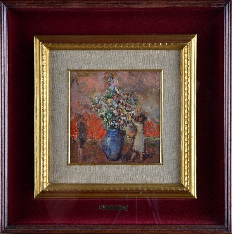 Giovanni Bartolena - Figure con Vaso di Fiori
