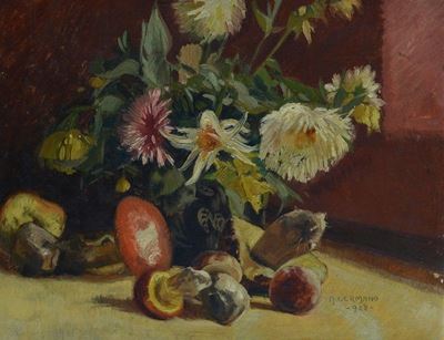 Natura Morta con Fiori e Funghi