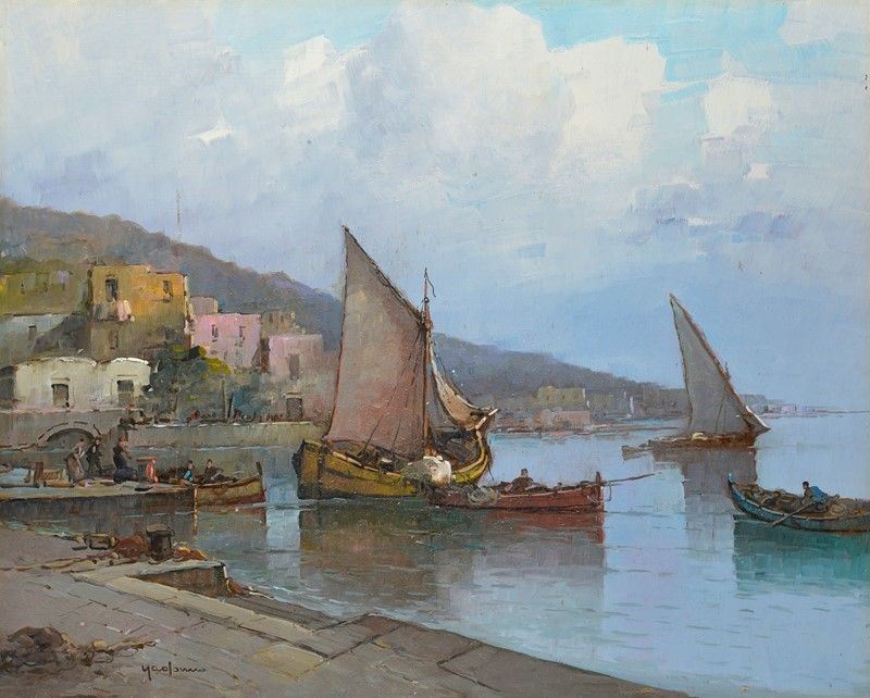 Antonio Madonna - Porto con Barche a Vela