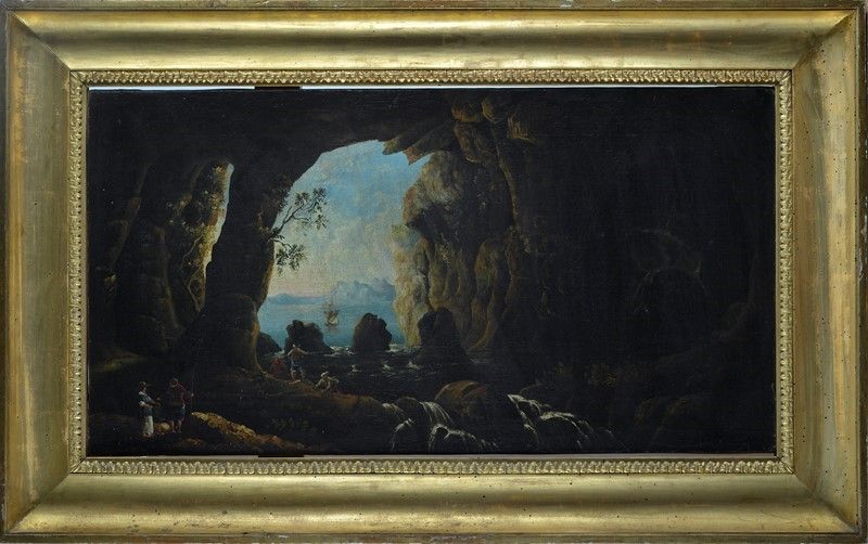 Scuola Europea, Inizi XIX Sec. - Marina con Grotta