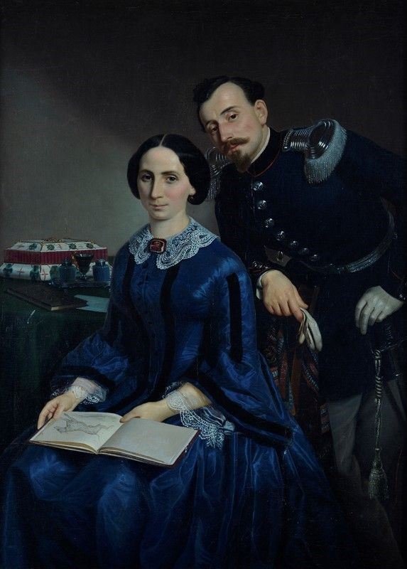 Antonio Puccinelli - Portrait of an officer and his wife