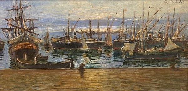 Enrico Nuti - Tramonto nel porto di Livorno