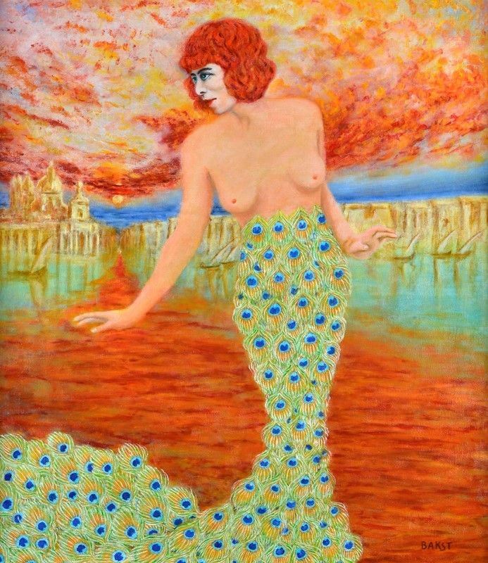 Léon Bakst - Ritratto della Marchesa Luisa Casati (fronte); Tabella con Geroglifici Egizi (retro)