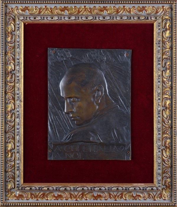 Targa in bronzo di propaganda fascista  - Asta ARMI ANTICHE E MILITARIA - Galleria Pananti Casa d'Aste