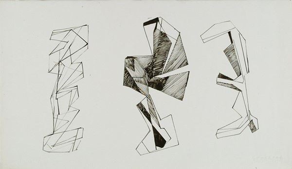 Pietro Consagra : Composizione  - China su carta intelata - Asta AUTORI DEL XIX E XX SEC, ARTE MODERNA E CONTEMPORANEA - Galleria Pananti Casa d'Aste