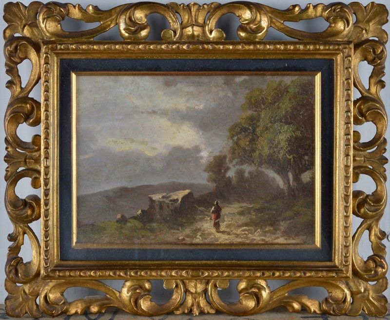 Anonimo, XIX Sec. - Figura nel Paesaggio