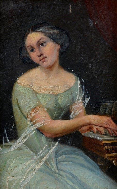 Anonimo, XX Sec. - Ragazza al Pianoforte