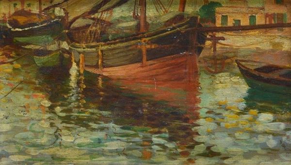 Anonimo, XX sec. - Boat at anchor