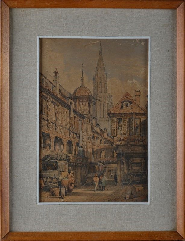 Scuola Francese, XIX Sec. - Scorcio di Paese