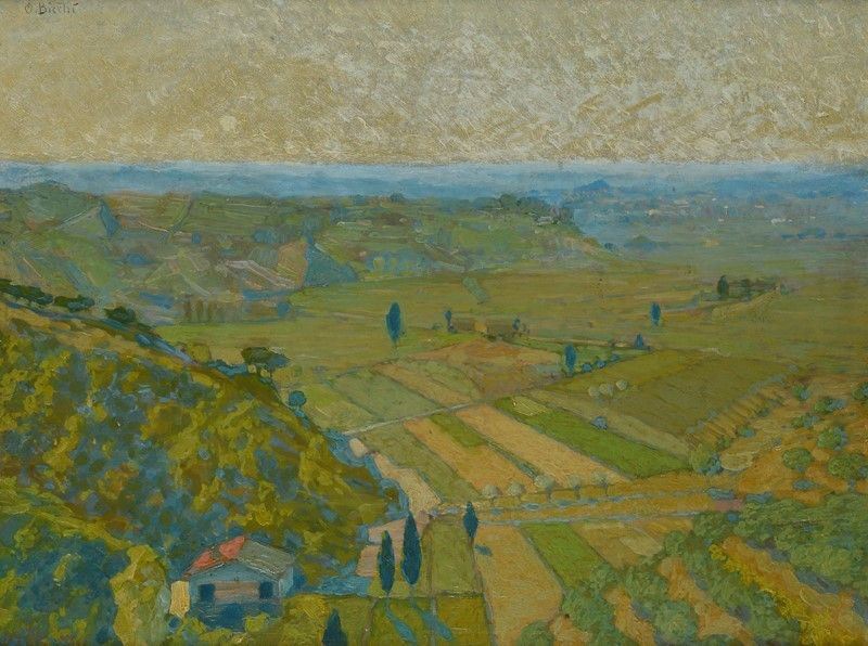 Ottorino Bicchi - Veduta di Campagna Col Mare sullo Sfondo