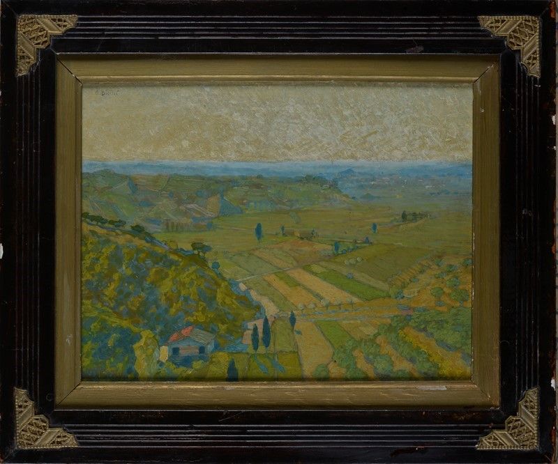 Ottorino Bicchi - Veduta di Campagna Col Mare sullo Sfondo