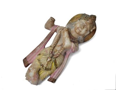 Scultura con Divinità Indiana in Alabastro