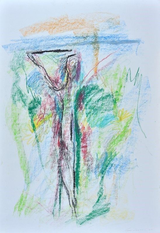Ernesto Treccani : Crocifissione  - Pastelli su carta - Asta ARTE MODERNA E CONTEMPORANEA - II - Galleria Pananti Casa d'Aste