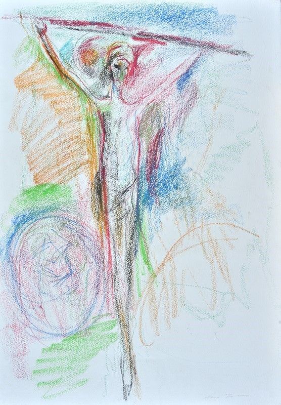Ernesto Treccani : Crocifissione  - Pastelli su carta - Asta ARTE MODERNA E CONTEMPORANEA - II - Galleria Pananti Casa d'Aste