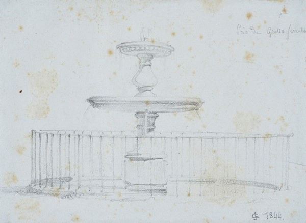 Anonimo, XIX sec. : Fontana (Grottaferrata)  (1844)  - Matita su carta - Asta ANTIQUARIATO, AUTORI DEL XIX E XX SEC - I - Galleria Pananti Casa d'Aste