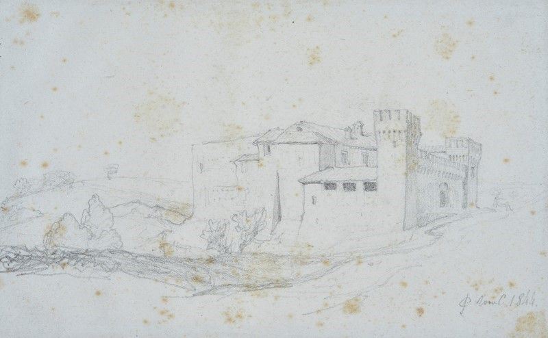 Anonimo, XIX Sec. - Paesaggio con Fortezza