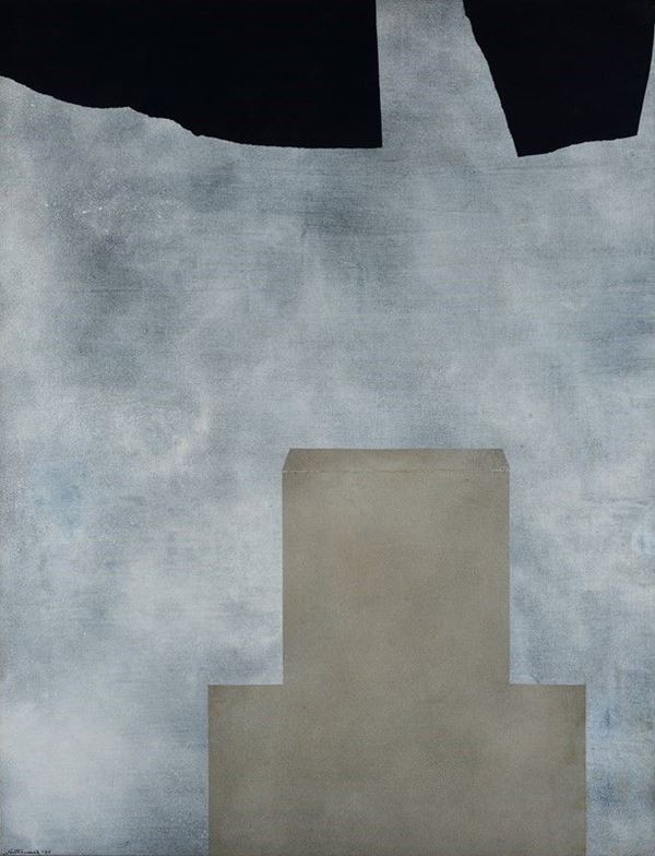 Giuseppe Santomaso - Forma beige sotto forme nere