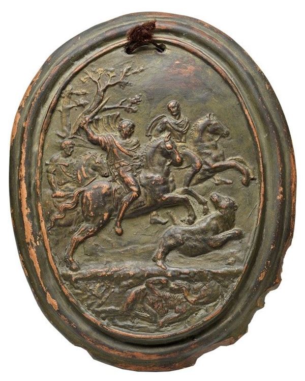Anonimo, XVIII - XIX sec. - Caccia all&#39;orso