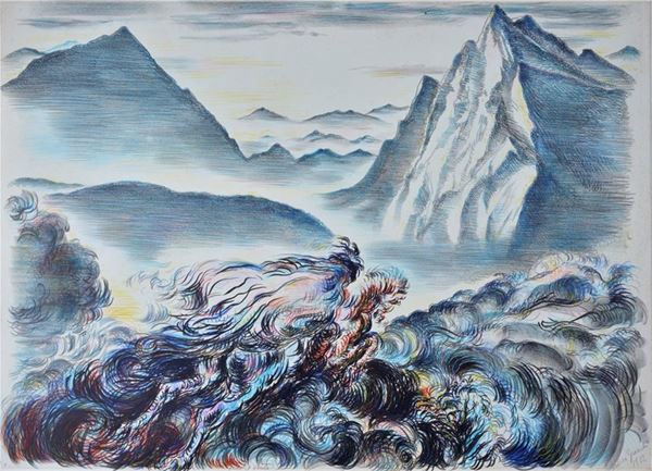 Andrea Granchi : Vola il vento  (1982)  - Litografia - Asta GRAFICA, MULTIPLI ED EDIZIONI - Galleria Pananti Casa d'Aste