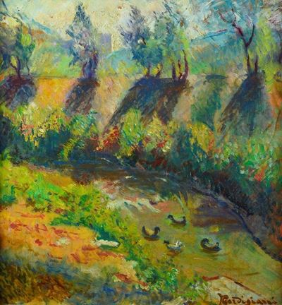 Paesaggio con Ruscello e Oche