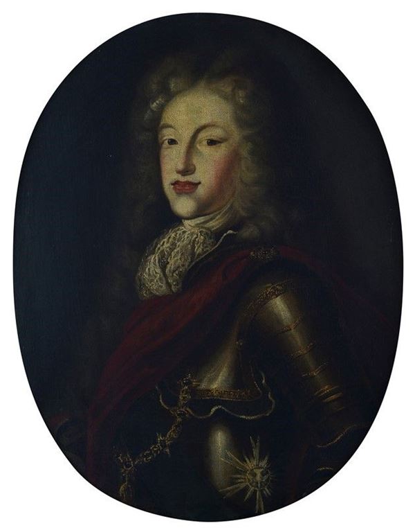 Scuola Europea, XVIII sec. - Ritratto di nobiluomo con armatura e Toson D'Oro