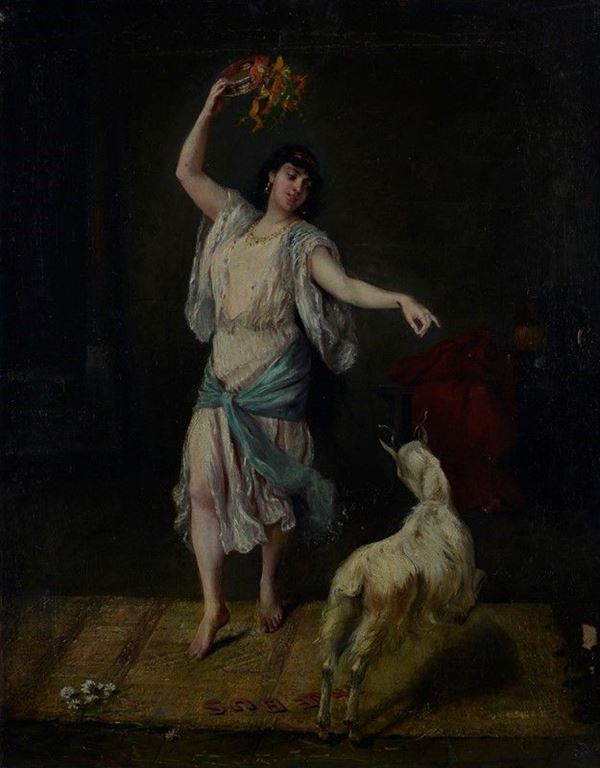 Anonimo, XIX sec. - Girl with goat