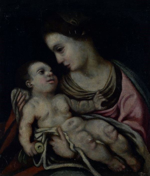 Anonimo, XVI - XVII sec. - Madonna con Bambino (fronte), Ex voto (retro)