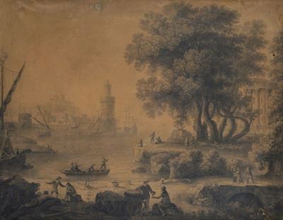 Veduta di Porto con Figure
