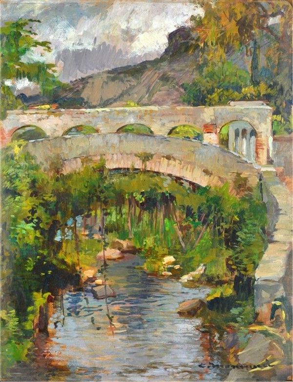 Cipriano Mannucci - Giornata grigia (Antico ponte - Liano)
