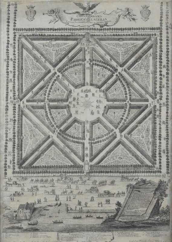 Carta topografica della pubblica Villa Giulia di Palermo, Capitale del Regno di Sicilia