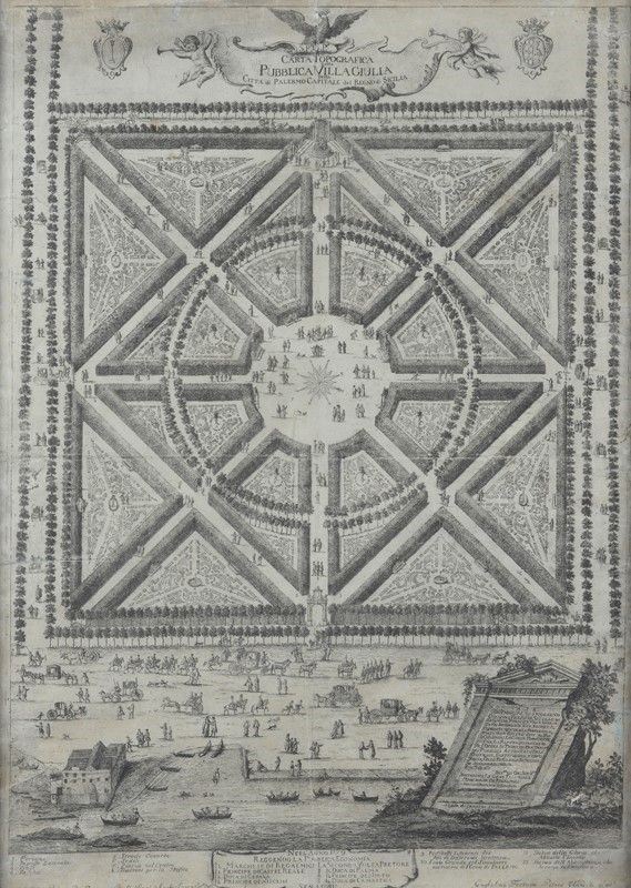 Carta Topografica della Pubblica Villa Giulia di Palermo, Capitale del Regno di Sicilia