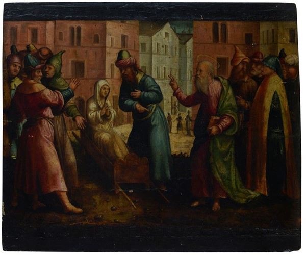 Scuola Lombarda, XVI sec. - St. John the Evangelist resurrects Drusiana