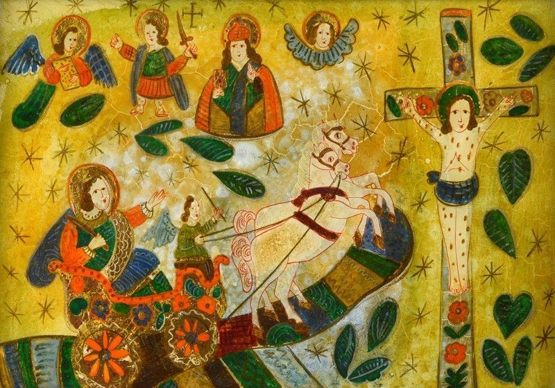 Scuola Italia Meridionale, XVIII - XIX Sec. - Cristo Crocifisso, Santi e Angeli