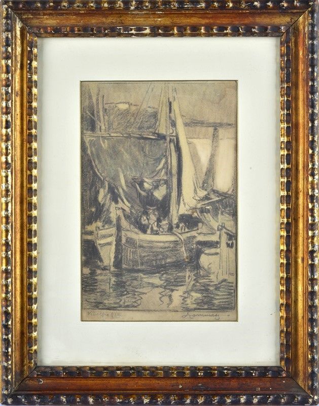 Ludovico Tommasi - Barche nel Molo di Viareggio