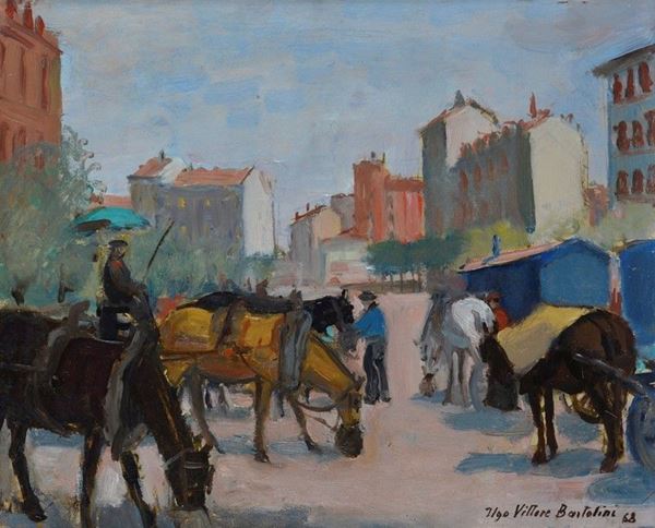 Ugo Vittore Bartolini - Horses parked