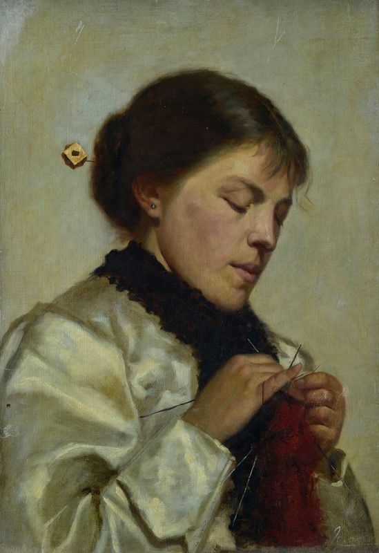 Pio Joris - Donna che lavora all'uncinetto