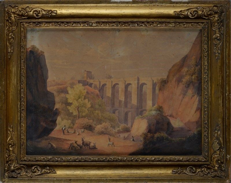 Frans Vervloet - Paesaggio con Acquedotto e Pastori