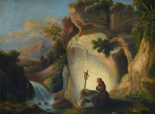 Scuola Italia Settentrionale, inizi XIX sec. - St. Francis in prayer