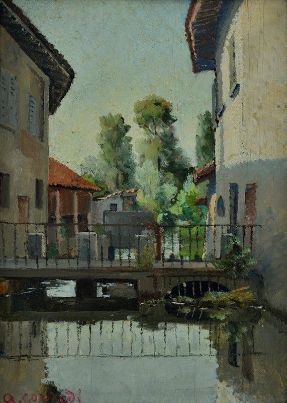 Alfonso Corradi - Ponticello sul canale