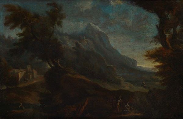 Anonimo, XVII sec. - Landscape with Figures