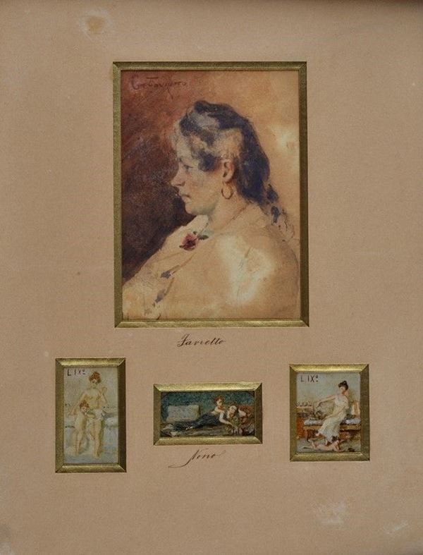 Lot consisting of four watercolors