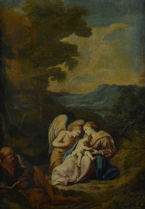 Scuola Emiliana, inizi XVII sec. - Riposo durante la Fuga in Egitto