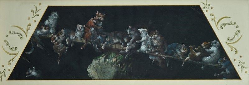Alessandro Sani - Gatti sulla Trave - Studio per Ventaglio