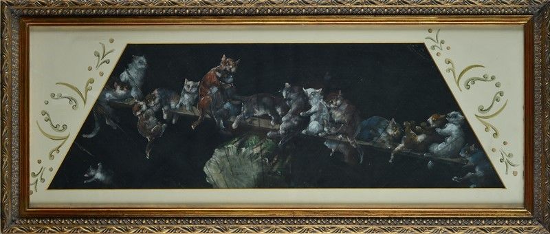 Alessandro Sani - Gatti sulla Trave - Studio per Ventaglio