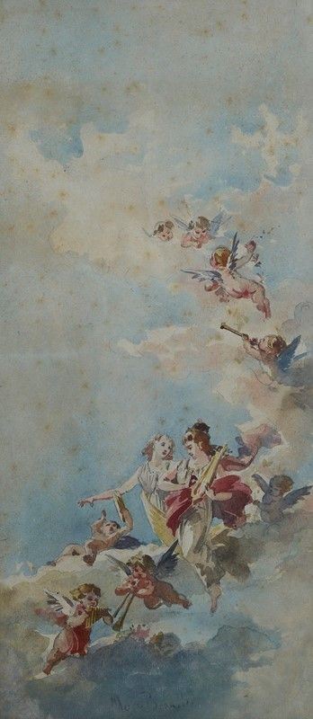 Mos&#232; Bianchi - Angeli e putti musicanti (bozzetto per affresco)