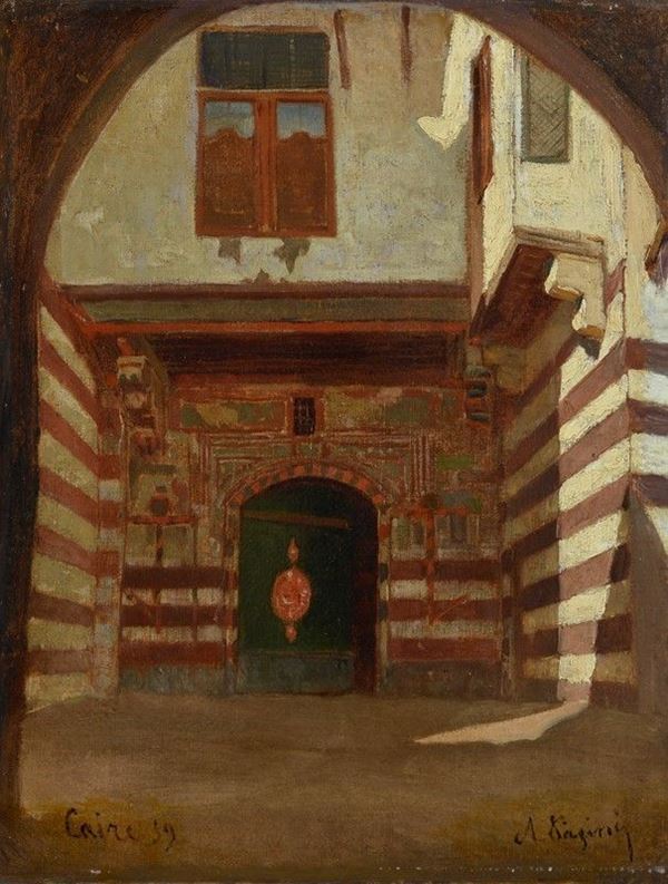 Alberto Pasini - Cairo porta di un Bazar